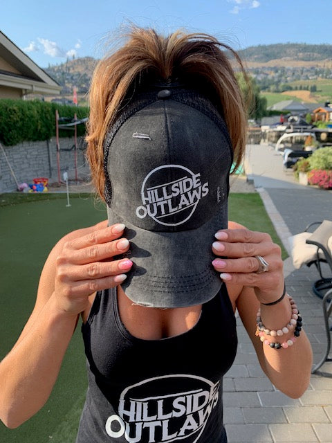 Ladies Distress Pony Tail Hat